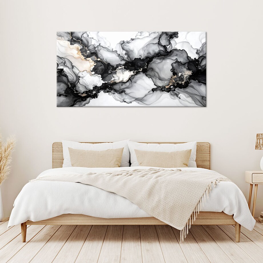 Obraz do sypialni salonu biura, Czarno Biała Abstrakcja Glamour 120x60