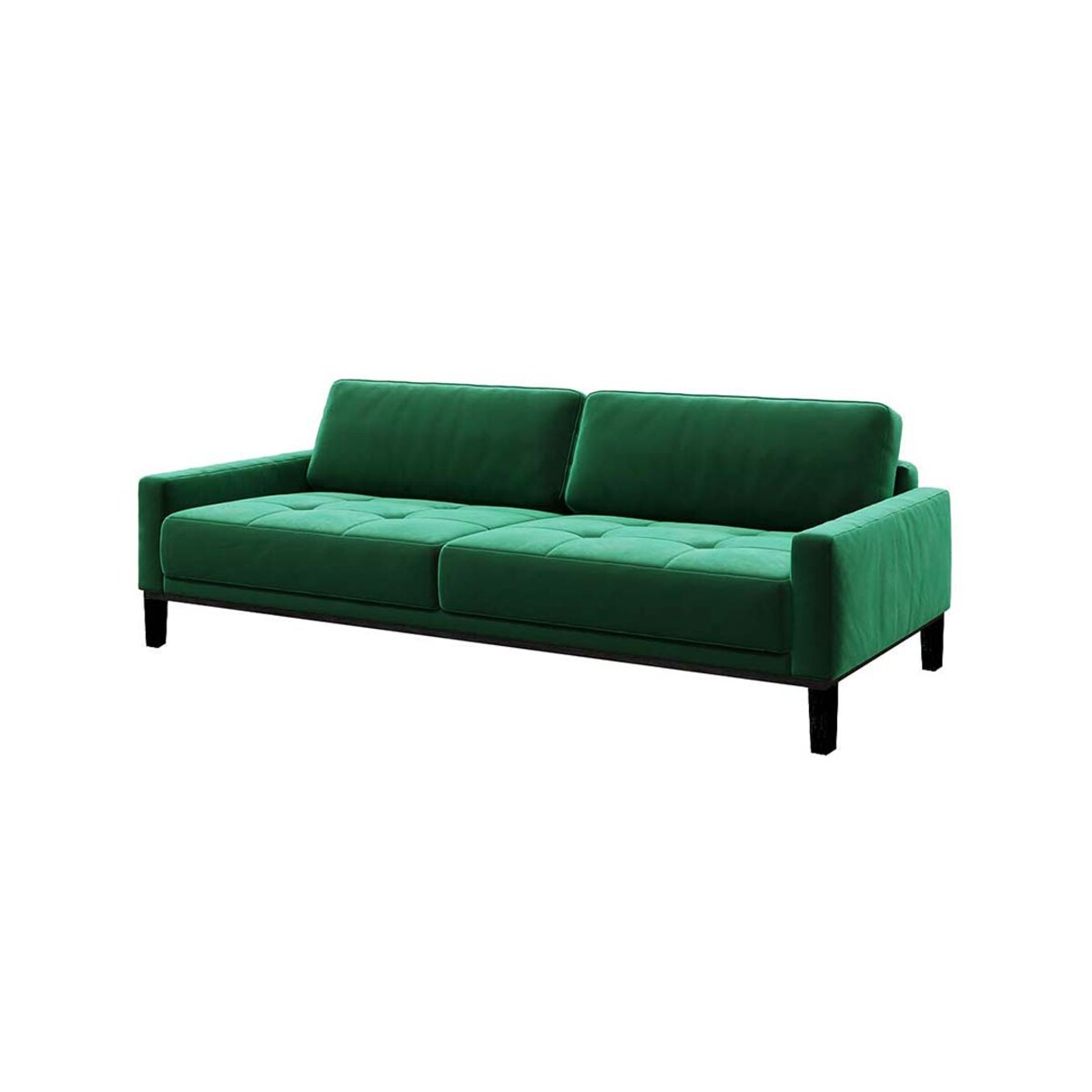 Sofa 3-osobowa Musso - zielona z pikowanym siedziskiem