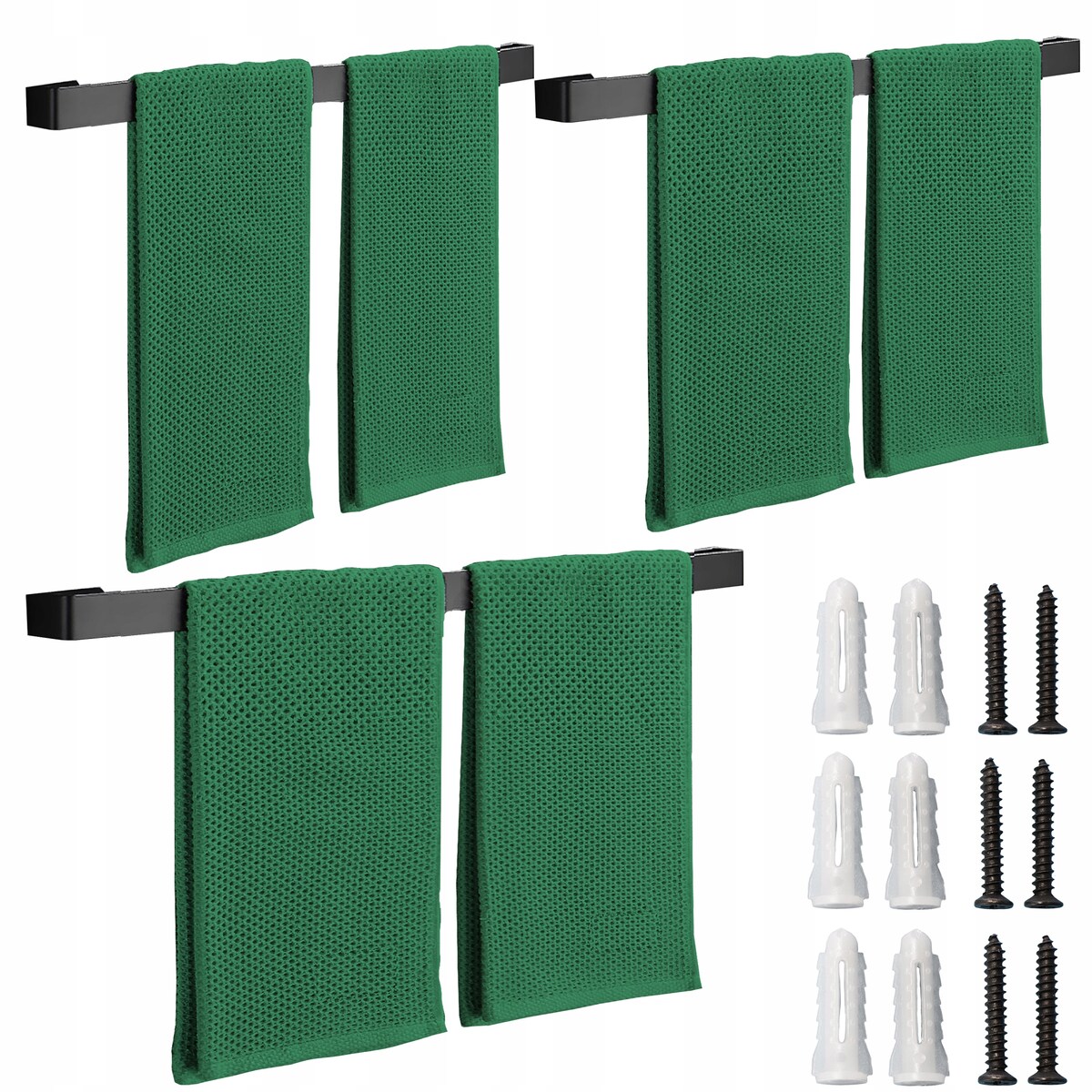 3 X Wieszak Łazienkowy Ścienny Do Łazienki Na Ręczniki Loft Czarny 50Cm