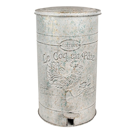 Kosz na śmieci metalowy, postarzany, jasnoszary Le Coq