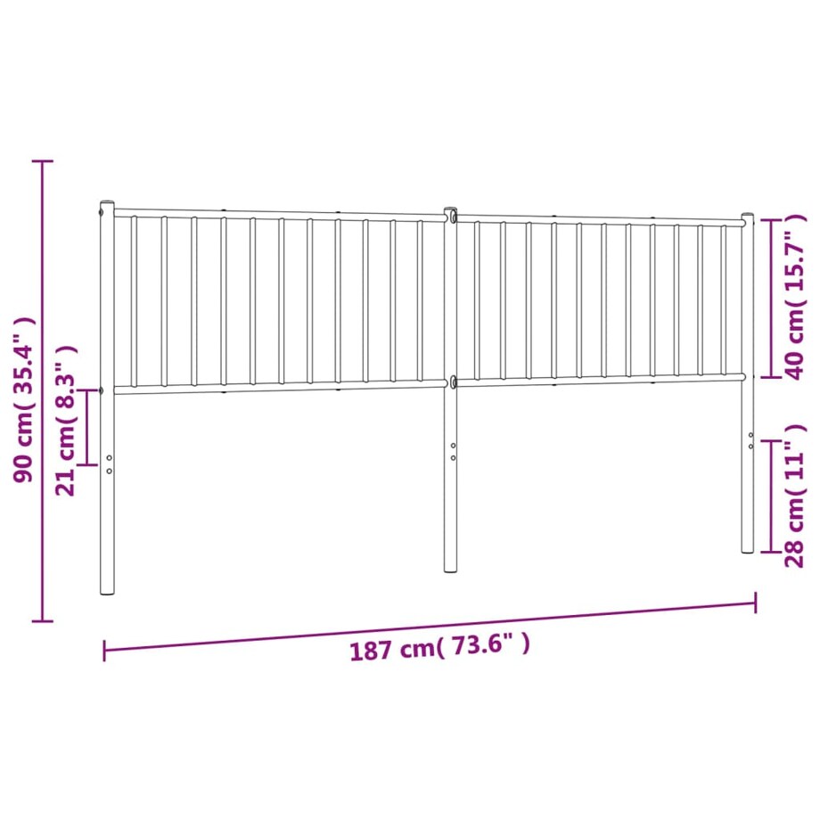 vidaXL Metalowe wezgłowie, białe, 180 cm