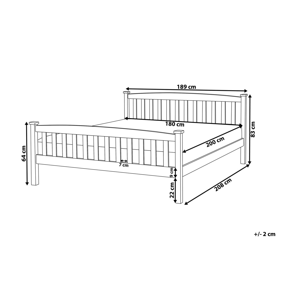 Łóżko drewniane 180 x 200 cm białe GIVERNY