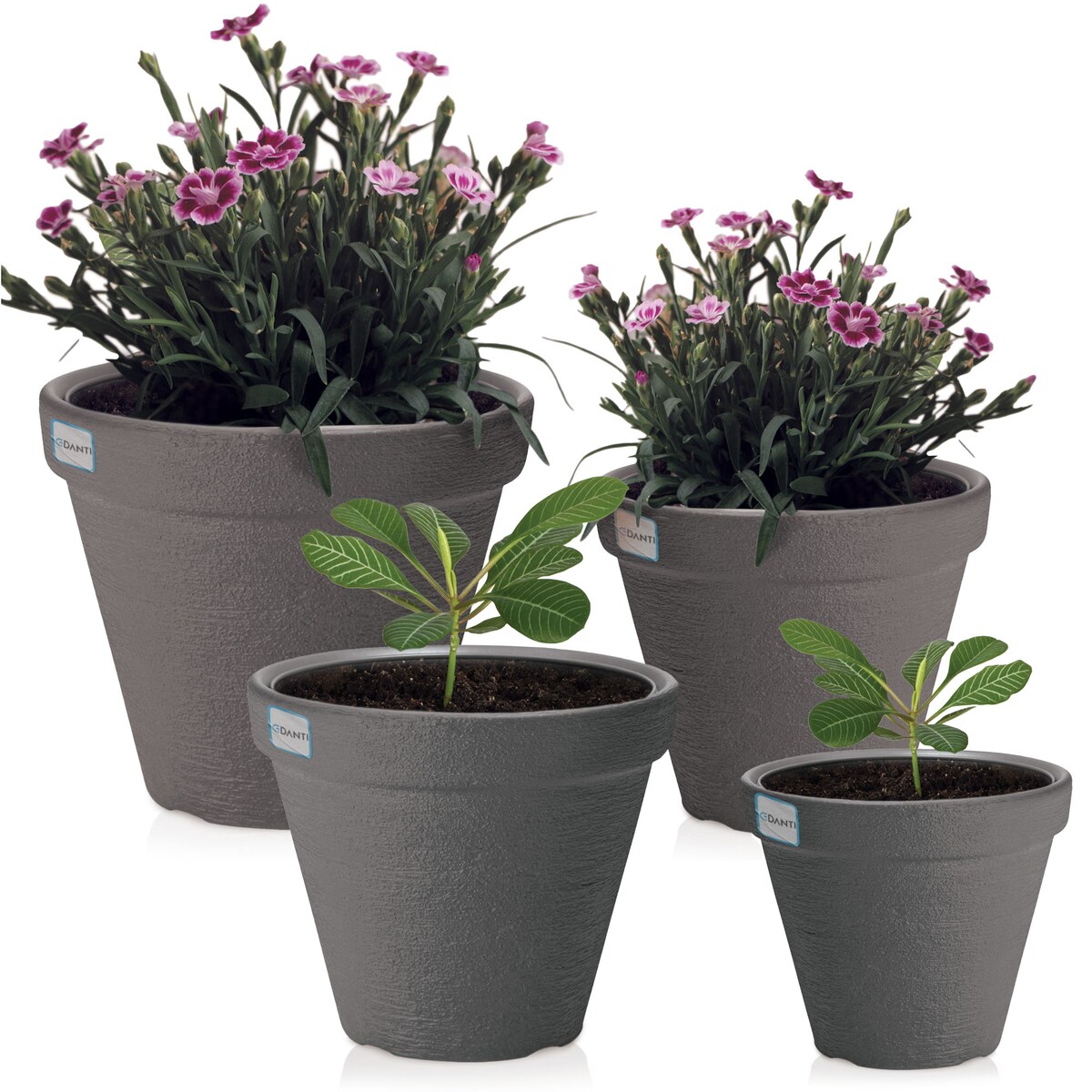 Doniczka Donica Ogrodowa 30/35/40/45 Cm Zestaw Efekt Cegły Na Taras Do Ogrodu Domu Antracytowa