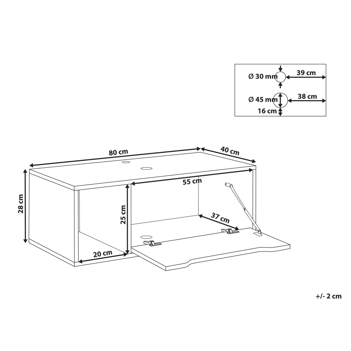 Wisząca szafka pod umywalkę CASCAVEL 80 cm Biały