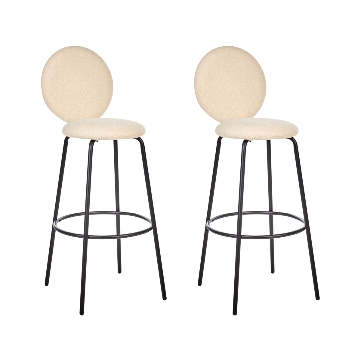 Zestaw 2 krzeseł barowych boucle jasnobeżowy EMERY