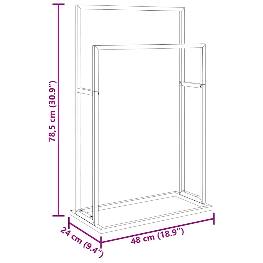 vidaXL Wolnostojący wieszak na ręczniki, biały, 48x24x78,5 cm, żelazny