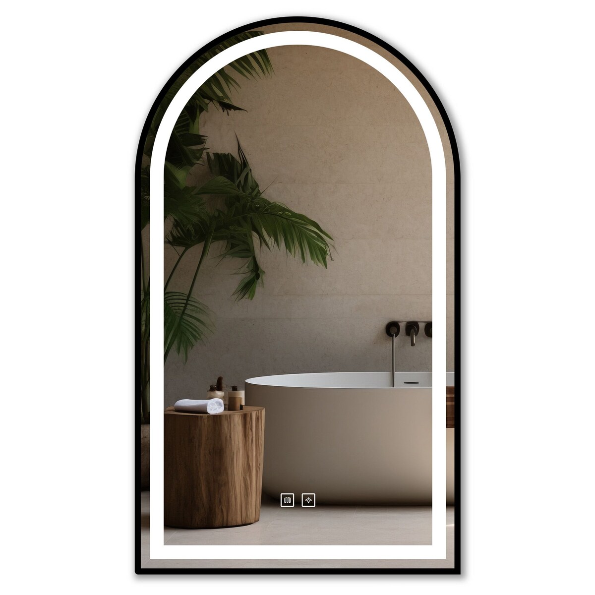 Lustro ścienne LED z czarną ramą DASH BLACK 60x100cm