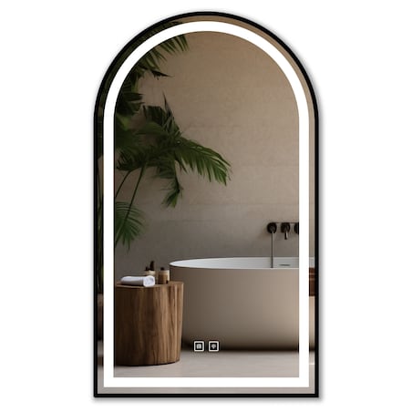 Lustro ścienne LED z czarną ramą DASH BLACK 60x100cm