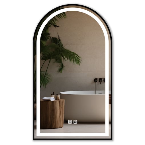 Lustro ścienne LED z czarną ramą DASH BLACK 60x100cm