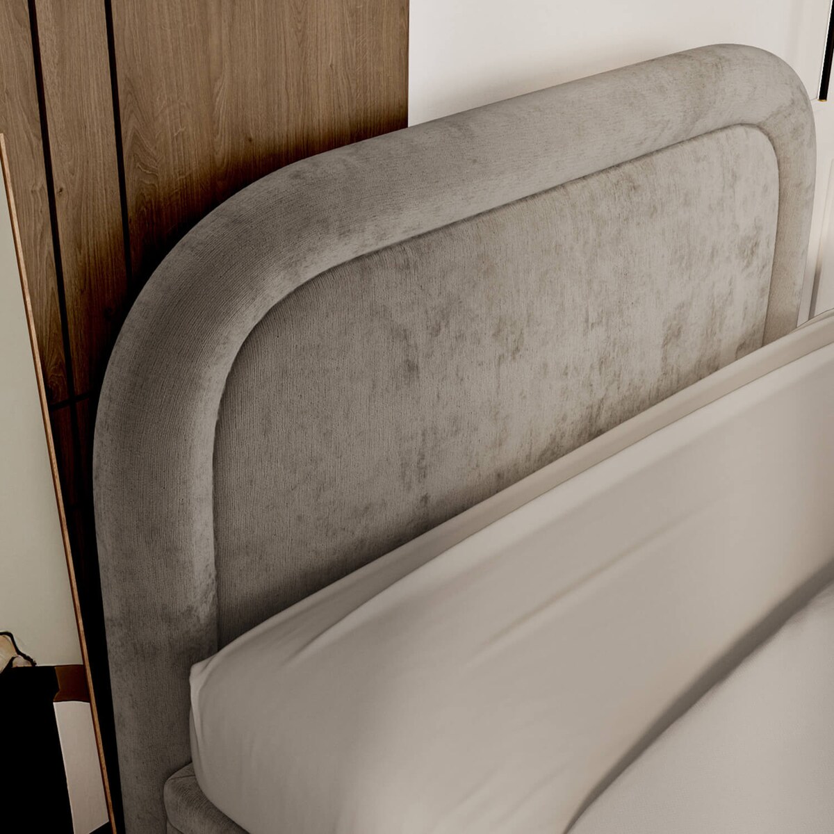 Łóżko tapicerowane HARMONY 120x200 z pojemnikiem, Beż, tkanina Lotta 30