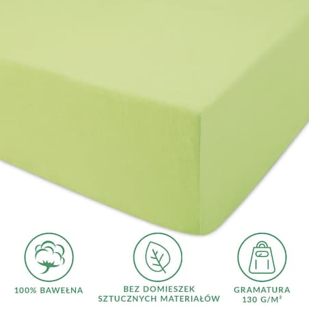 Prześcieradło jersey z gumką 140x200 kolor Limonka