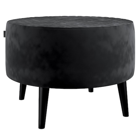 Podnóżek okrągły pikowany, głęboka czerń, Ø60 x 40 cm, Velvet