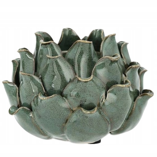 ŚWIECZNIK KANDELABR BOHO RETRO LOFT ZIELONY CERAMICZNY NA 1 ŚWIECĘ OZDOBA
