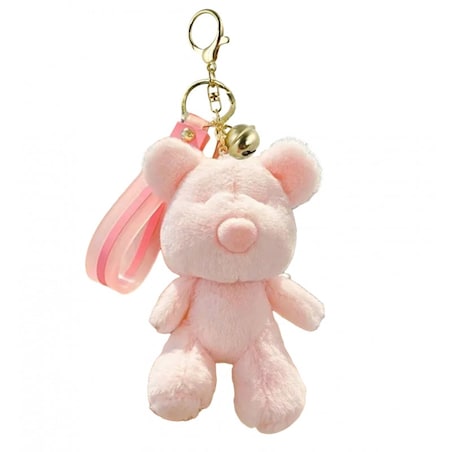 Brelok do kluczy puchaty MIŚ, pluszowy różowy BRL359R