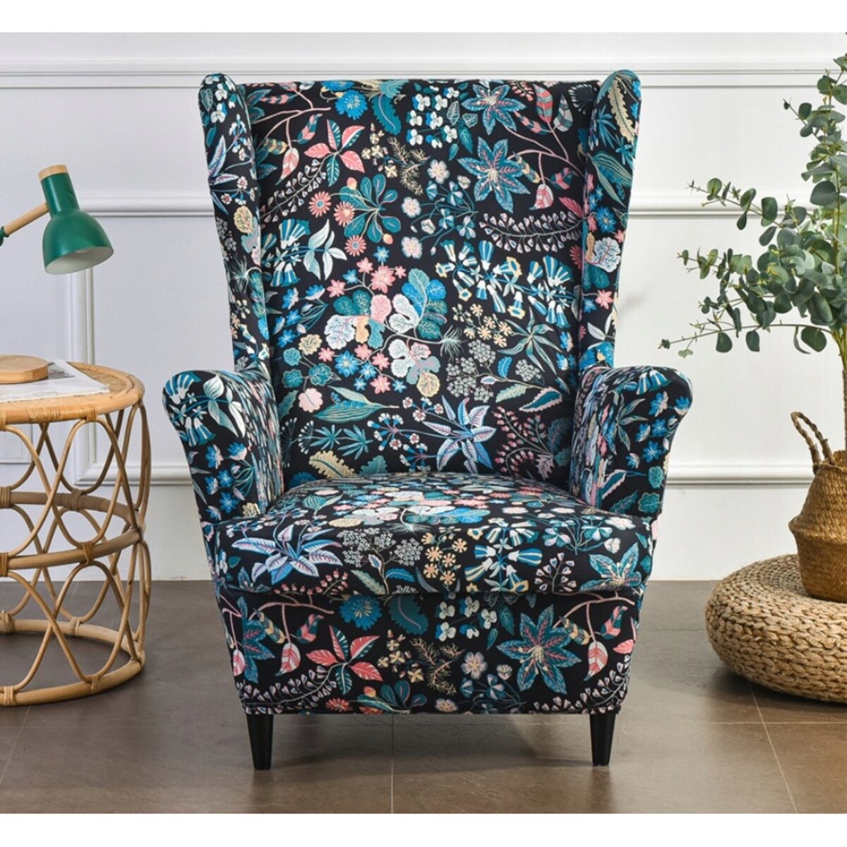 POKROWIEC NA FOTEL USZAK KWIATY LIŚCIE WZORY ELASTYCZNY [22EW6]