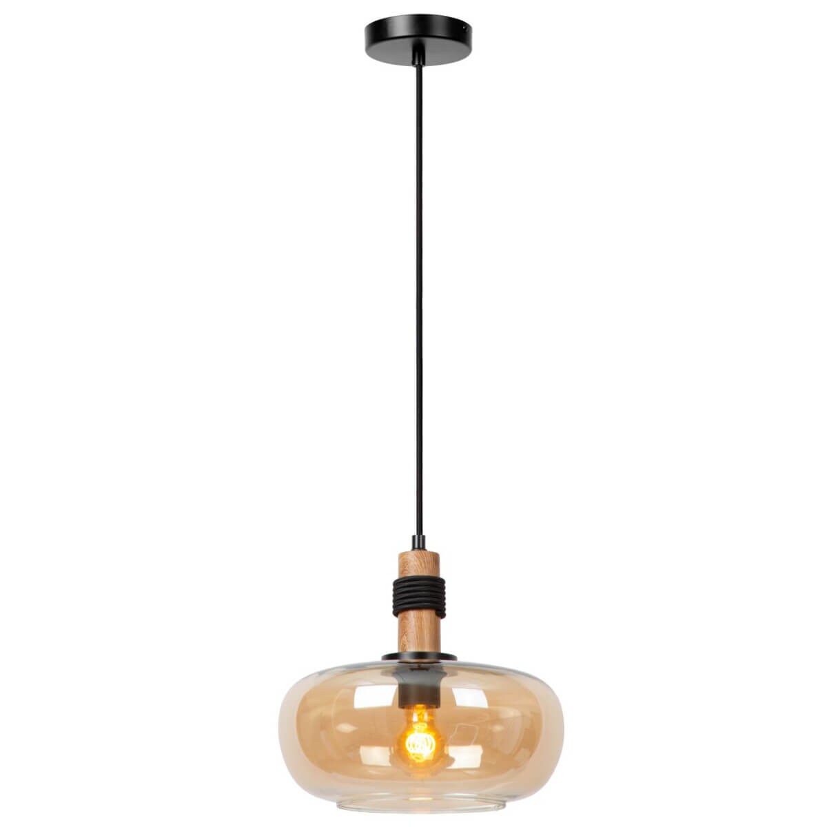 Zwieszana lampa do salonu Ilona 45408/30/62 Lucide szklana czarny bursztynowy