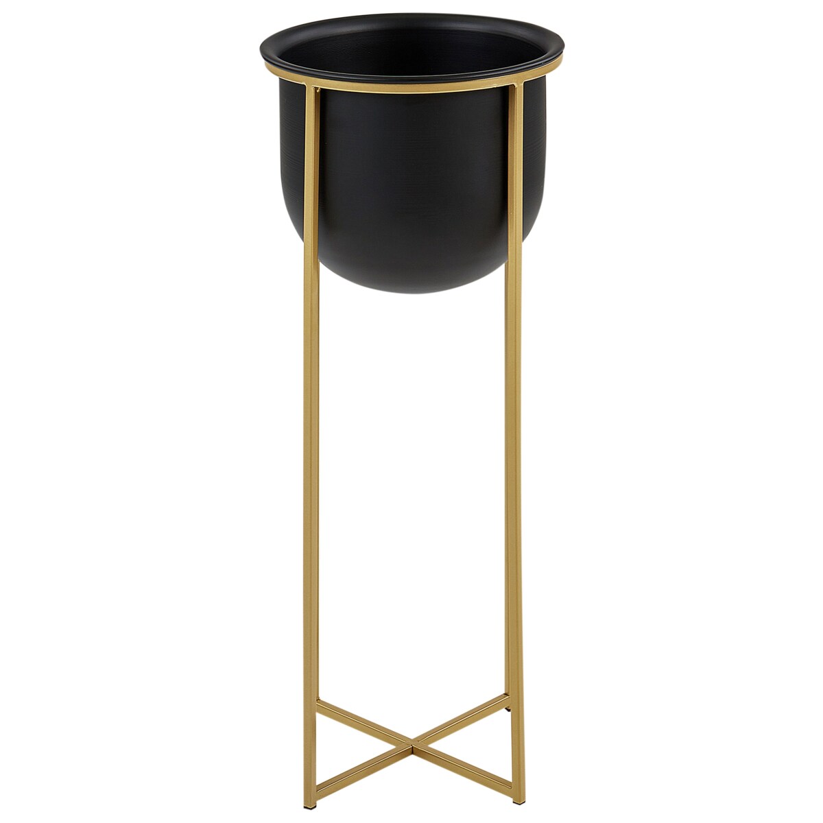 Zestaw 2 doniczek na stojaku metalowe czarne THUJA