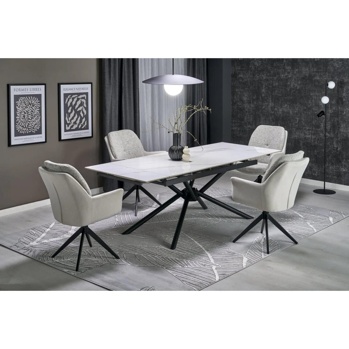 Stół rozkładany VITORINO 160(220)x90 biały marmur