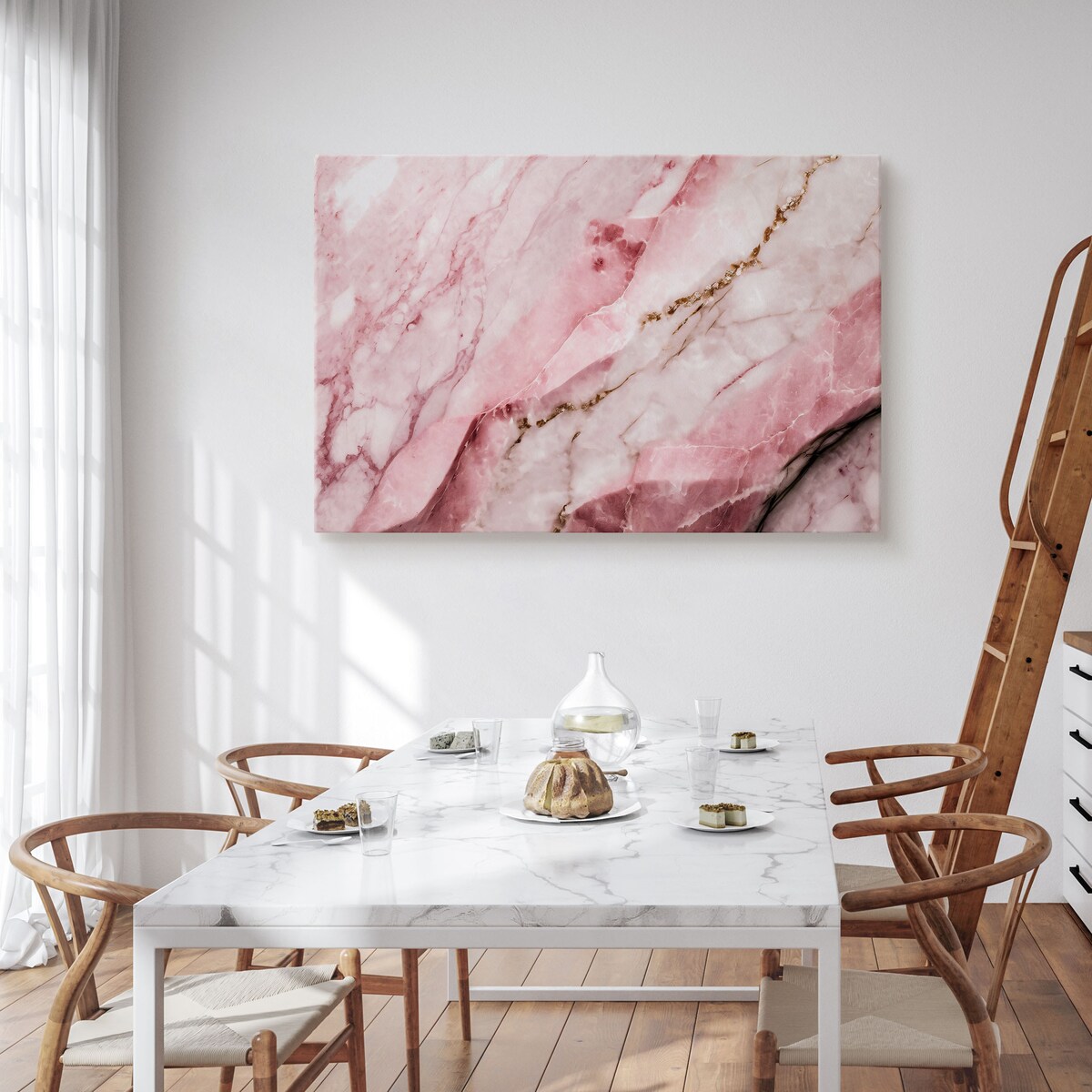 OBRAZ DO SYPIALNI RÓŻOWY MARMUR ABSTRAKCJA STYL GLAMOUR 40x30cm