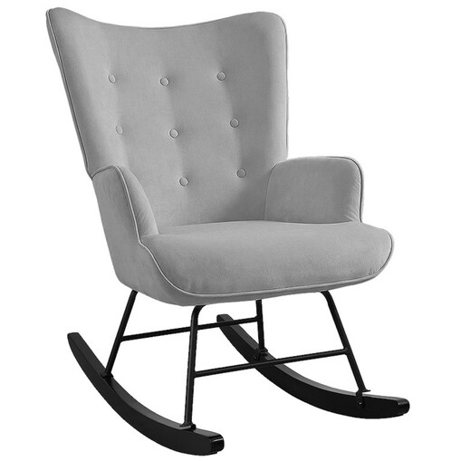 Fotel bujany tapicerowany welur wygodny wypoczynkowy uszak salon szary