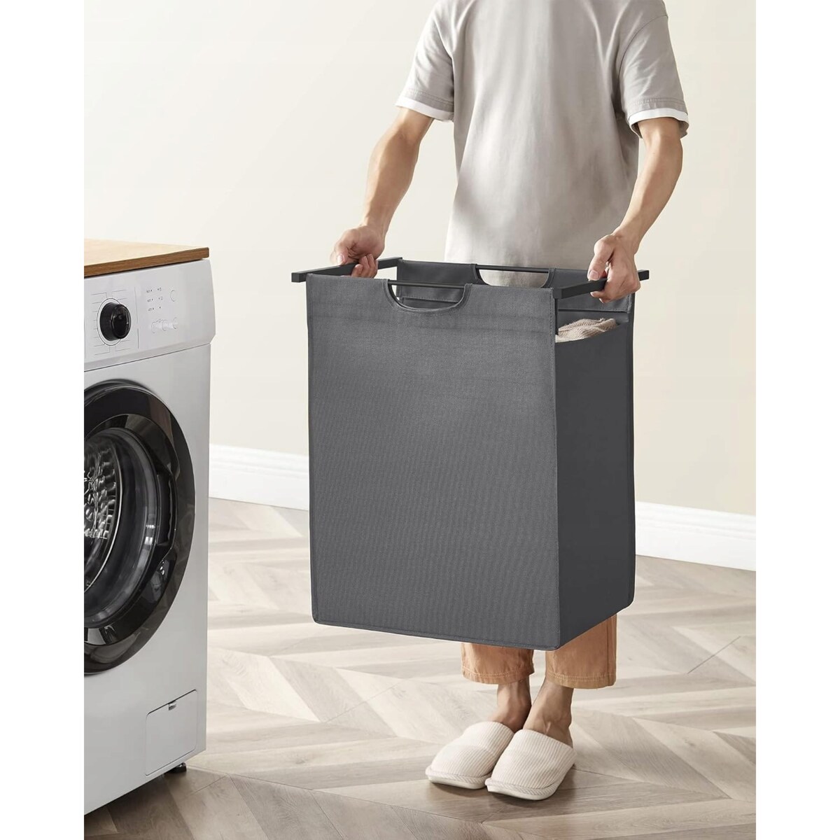 Szafka Łazienkowa Kosz 50X33X72 Cm Szary Czarny