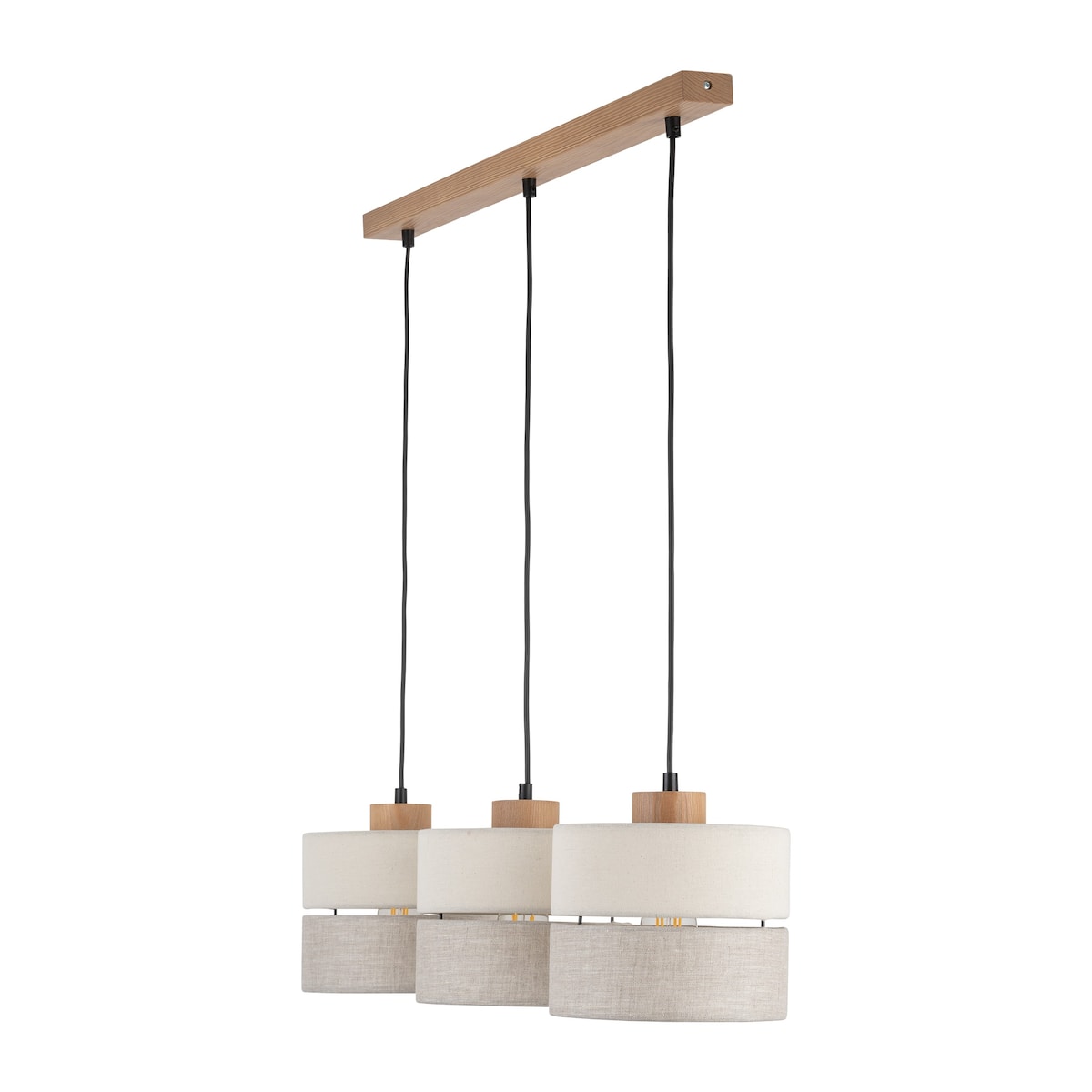 Lampa wisząca TK Lighting ECO 5771 3xE27 szaro-beżowa drewno metal abażur do salonu jadalni