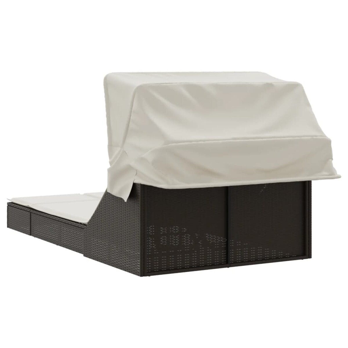 vidaXL Podwójna leżanka z zadaszeniem i poduszkami, brąz, polirattan