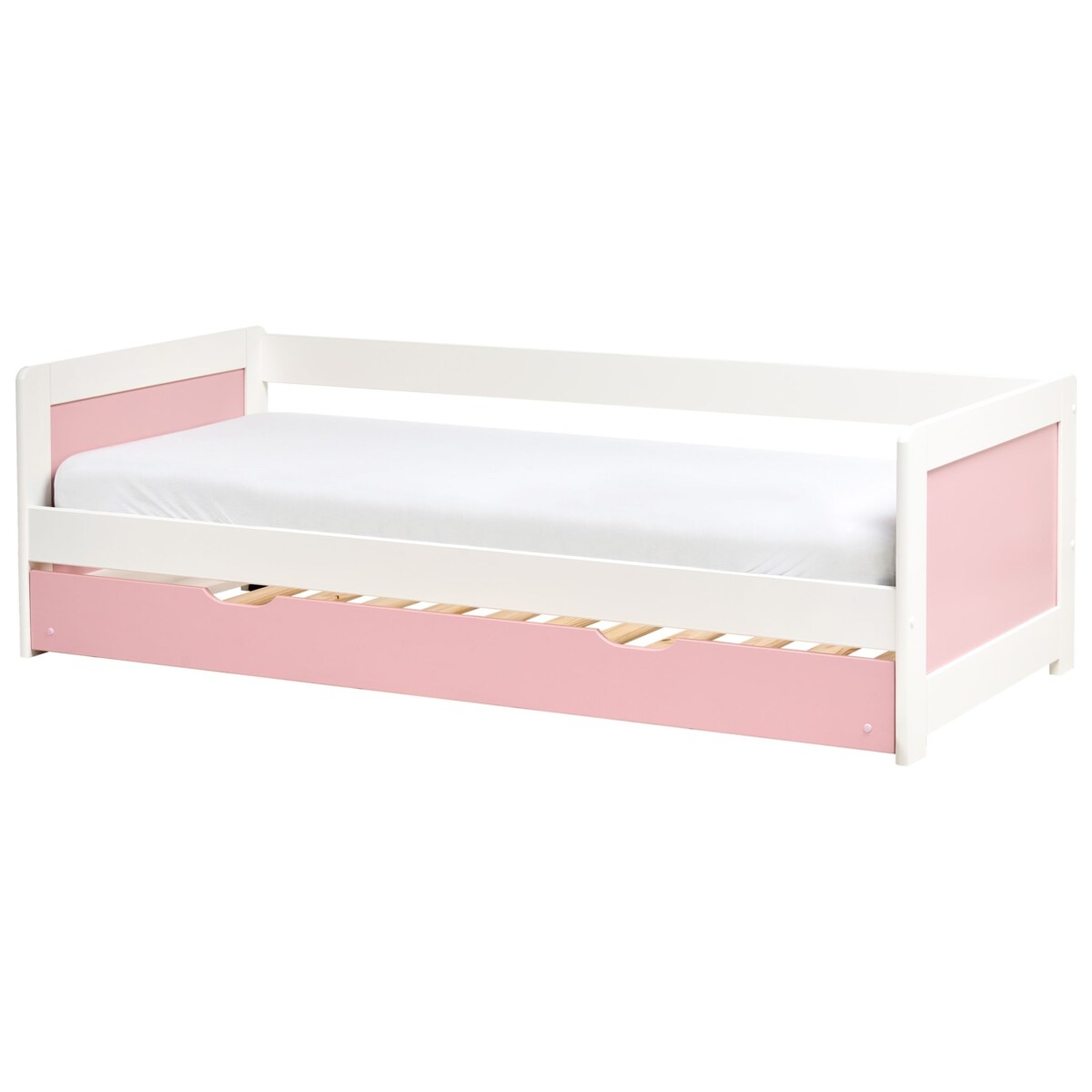Łóżko wysuwane Drewno sosnowe GRAVELINES 90 x 200 cm Różowy
