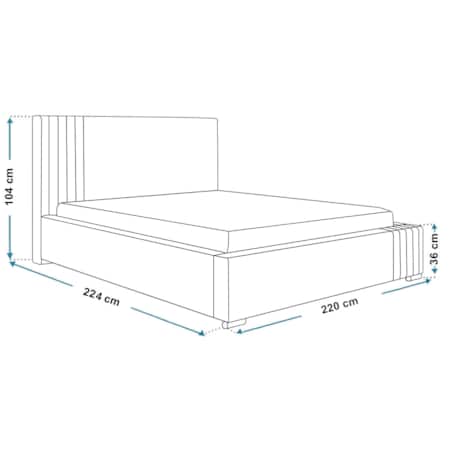 Łóżko sypialniane 200x200 BEN 13 stelaż metalowy- granatowe