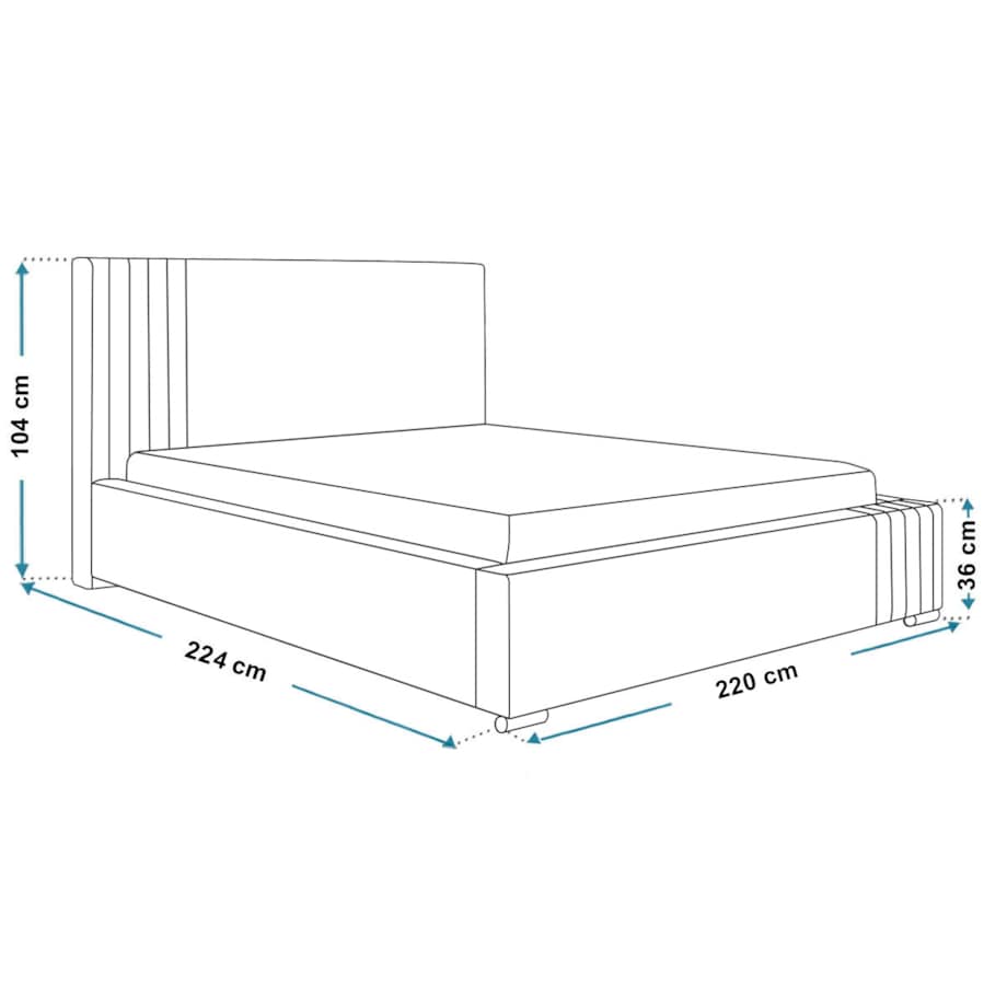 Łóżko sypialniane 200x200 BEN 13 stelaż metalowy- granatowe