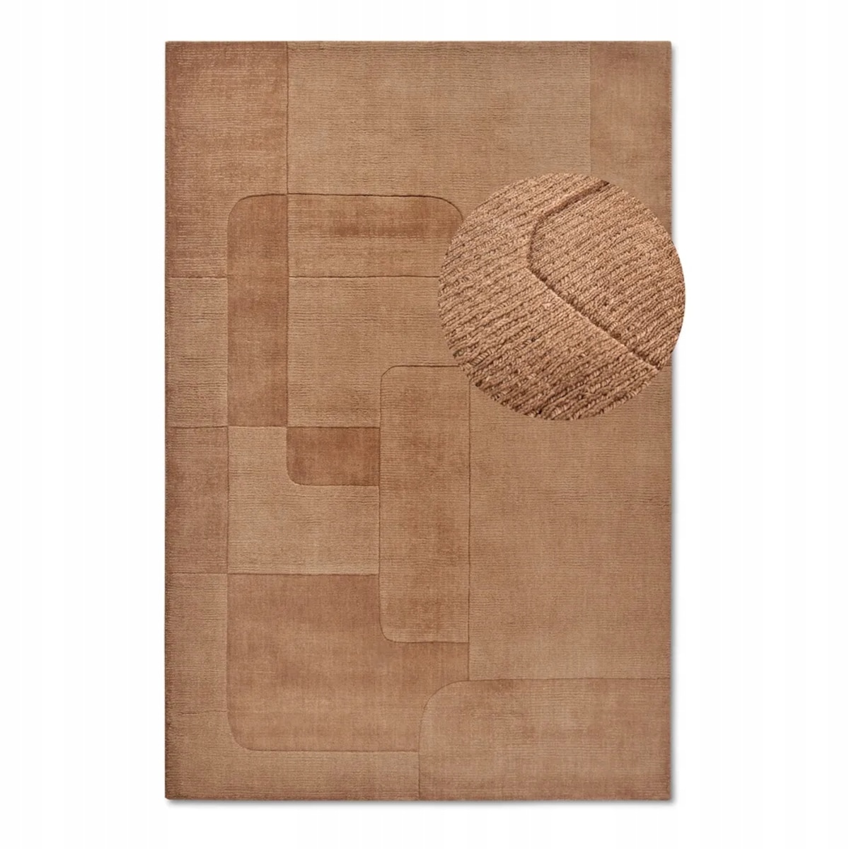 Dywan wełniany do salonu 120x170cm,beżowy tkany ręcznie z efektem 3d