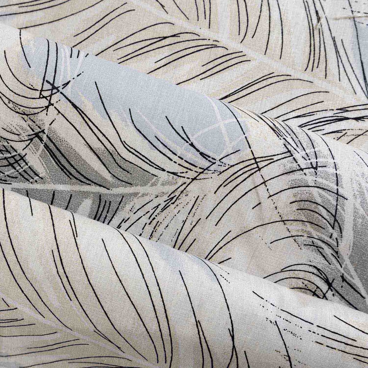 Poszewka dekoracyjna bawełniana 40x40 Piuma szara w beżowe pióra, Cottonlove, Darymex
