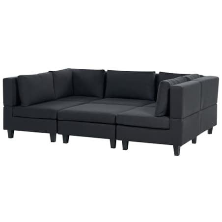 Sofa modułowa 5-osobowa z otomaną czarna UNSTAD