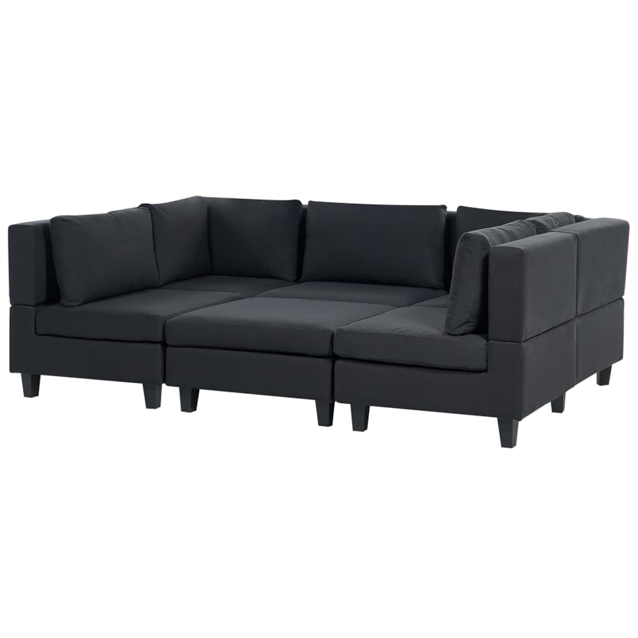 Sofa modułowa 5-osobowa z otomaną czarna UNSTAD