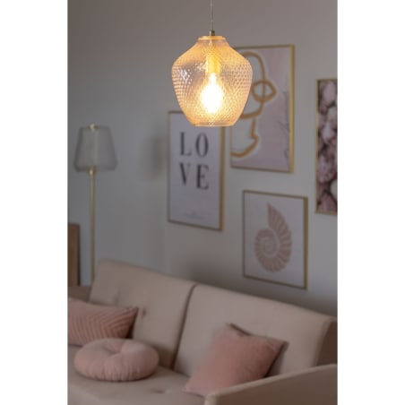 Lampa wisząca złota ze szklanym kloszem Yulen