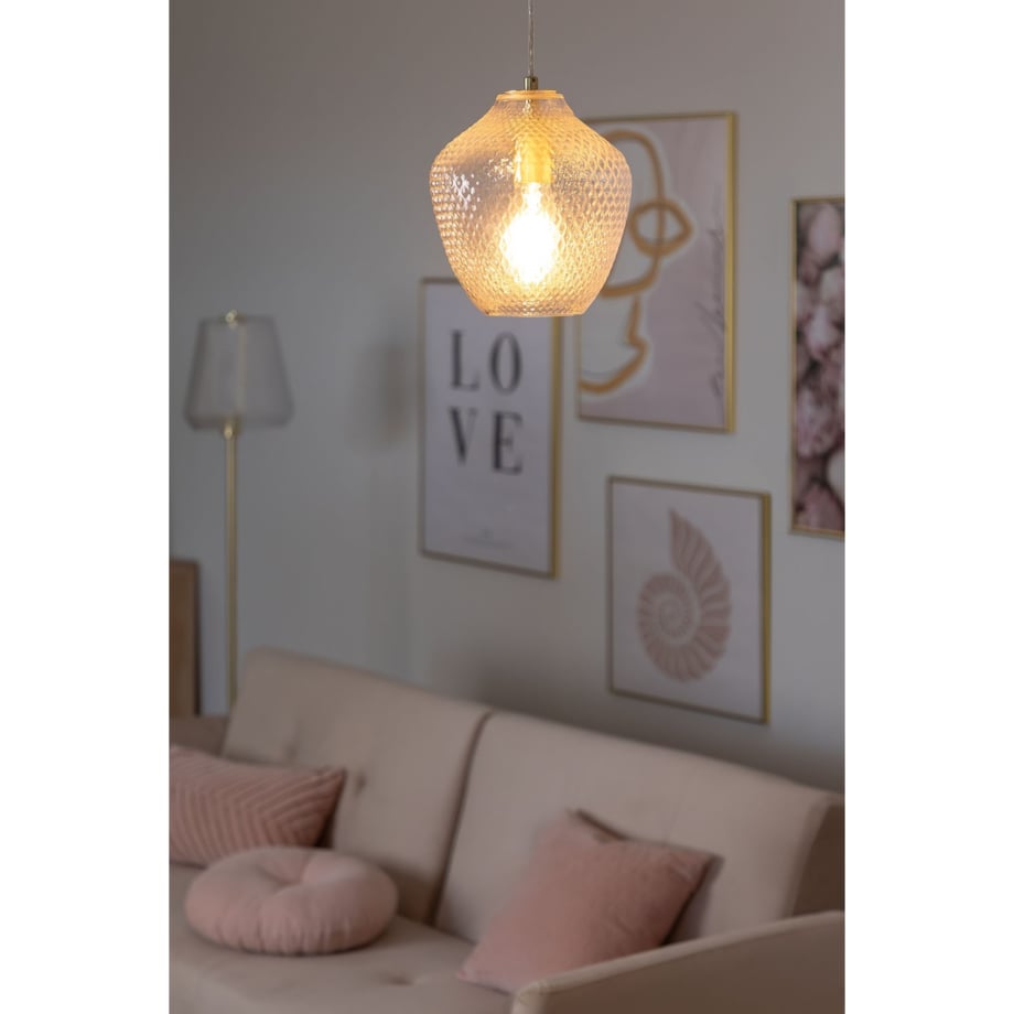 Lampa wisząca złota ze szklanym kloszem Yulen