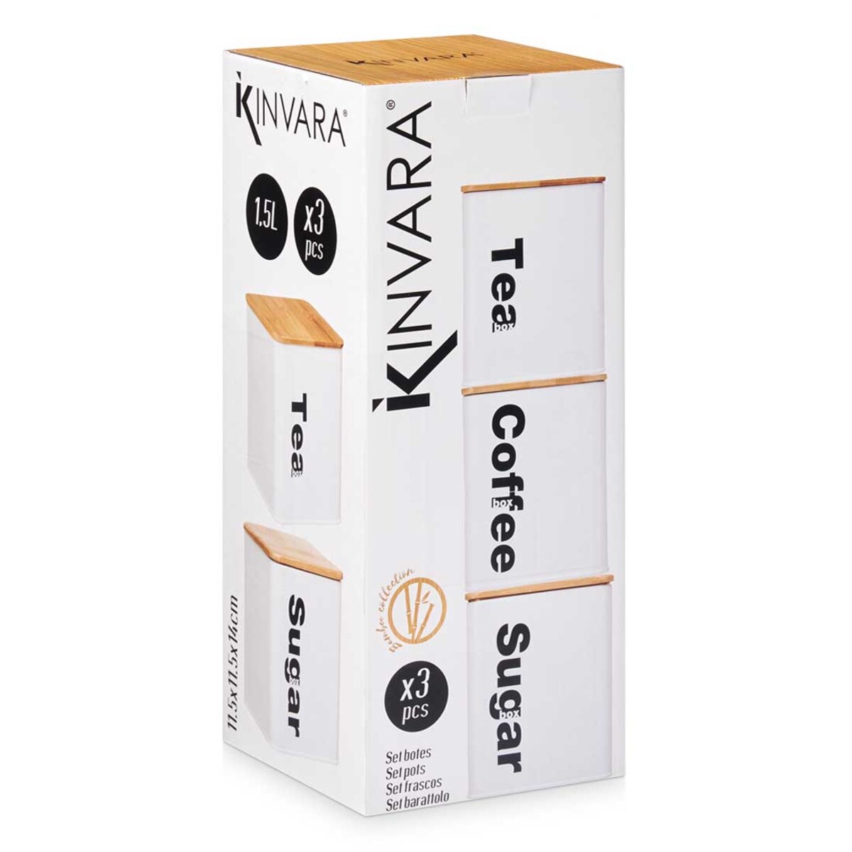 Pojemniki na kawę i herbatę, metalowe, białe, 3 sztuki