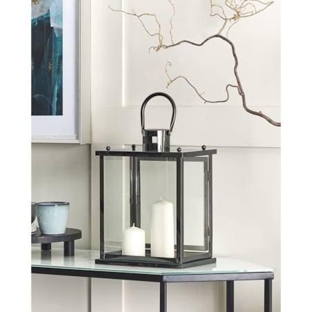 Lampion stalowy 29 cm czarny TENERIFE