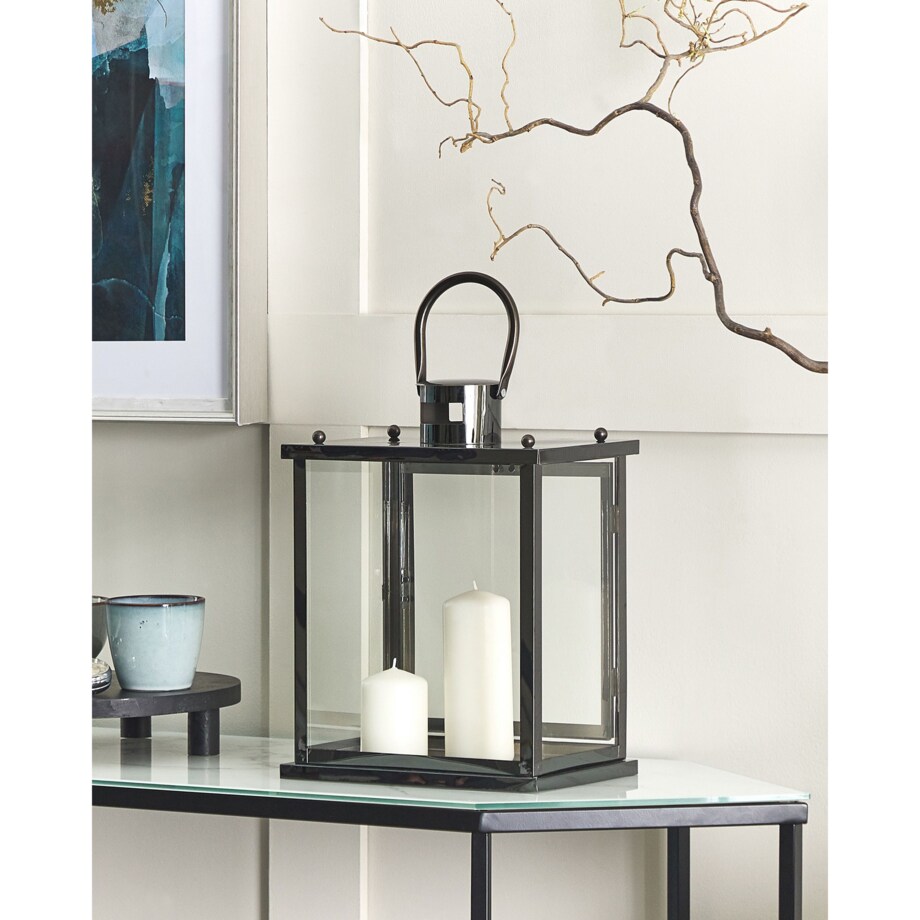 Lampion stalowy 29 cm czarny TENERIFE