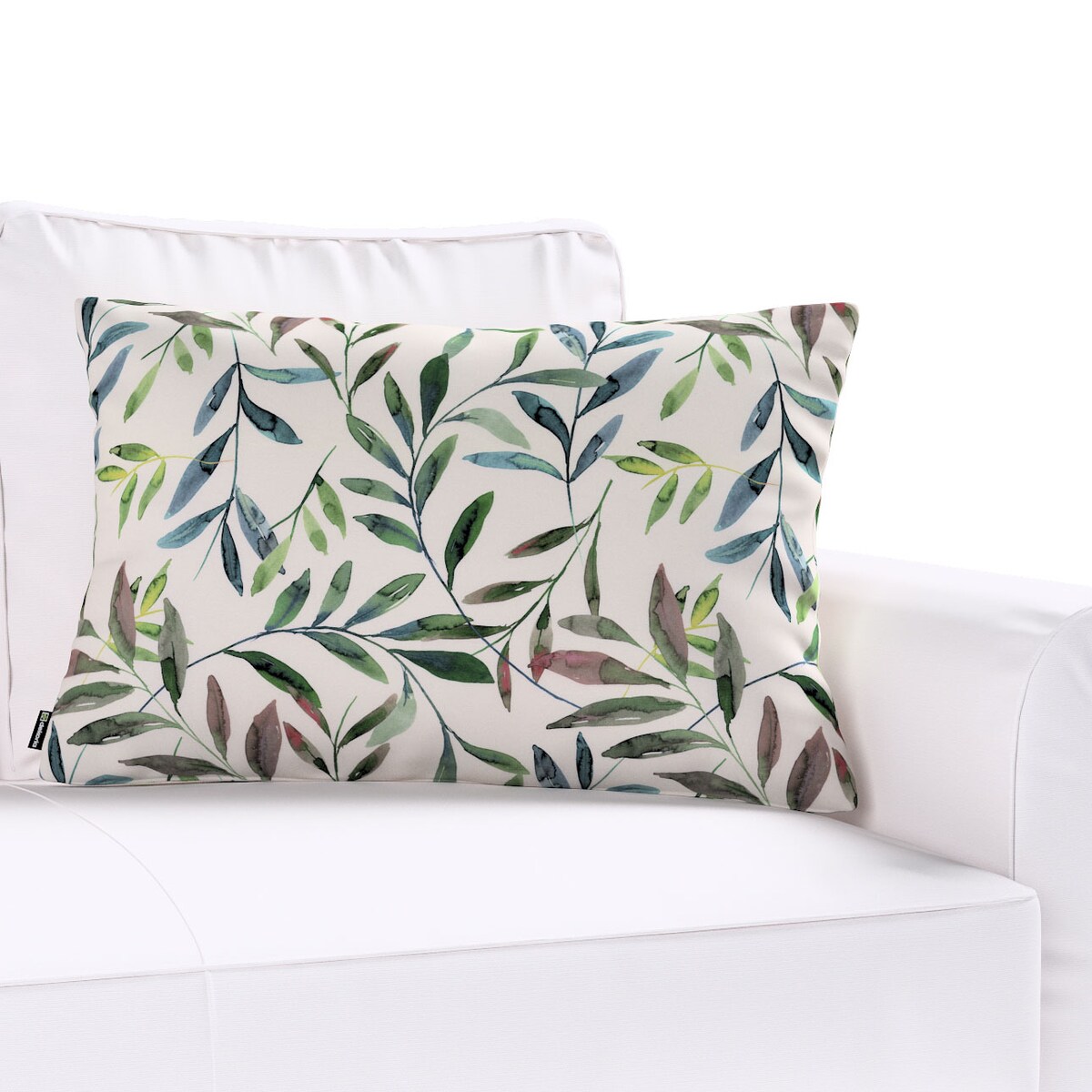 Poszewka Kinga na poduszkę prostokątną 60x40 zielone gałązki na białym tle