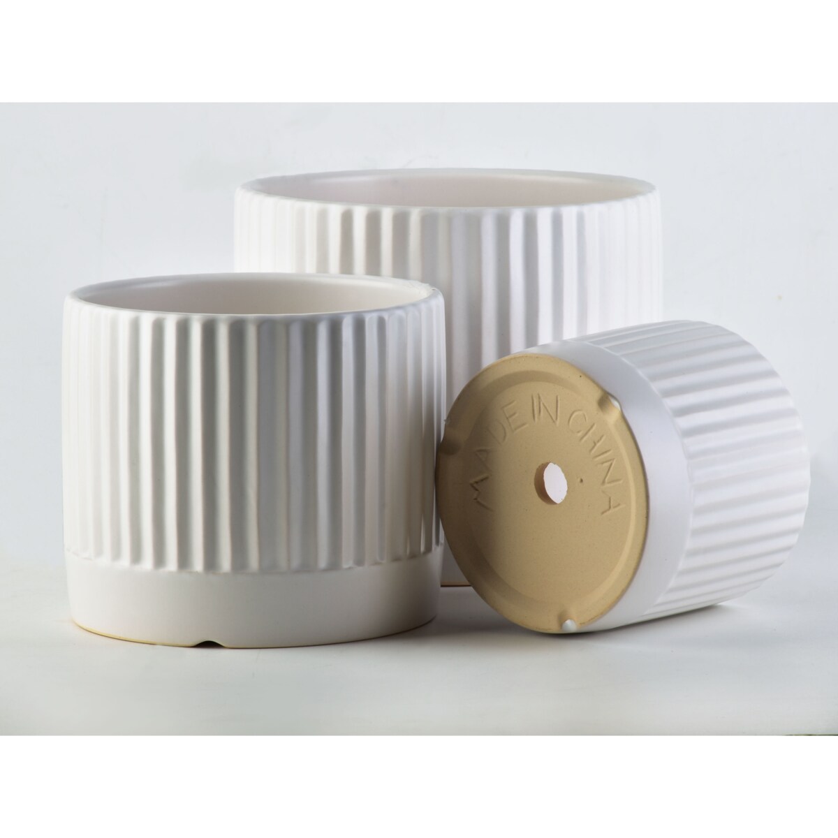 NEVA Komplet 3 osłonek biały mat paski XL 18xh16cm L 15xh13cm M12xh10cm