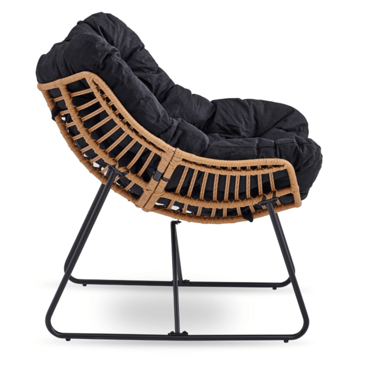 Fotel Ogrodowy Wypoczynkowy Kubełkowy Do Salonu Na Taras Balkon FIN Czarny