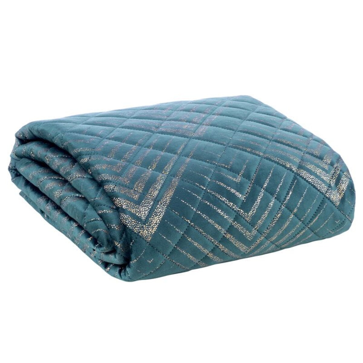 Narzuta Welur Velvet Pikowana 220 x 240 cm Turkusowa miękka Welurowa