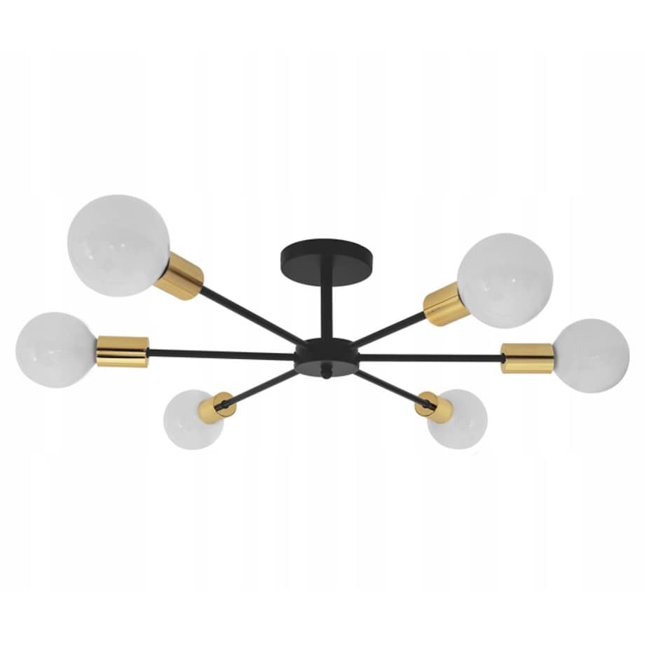 Lampa Sufitowa Żyrandol Plafon Pająk 6 Złota E27