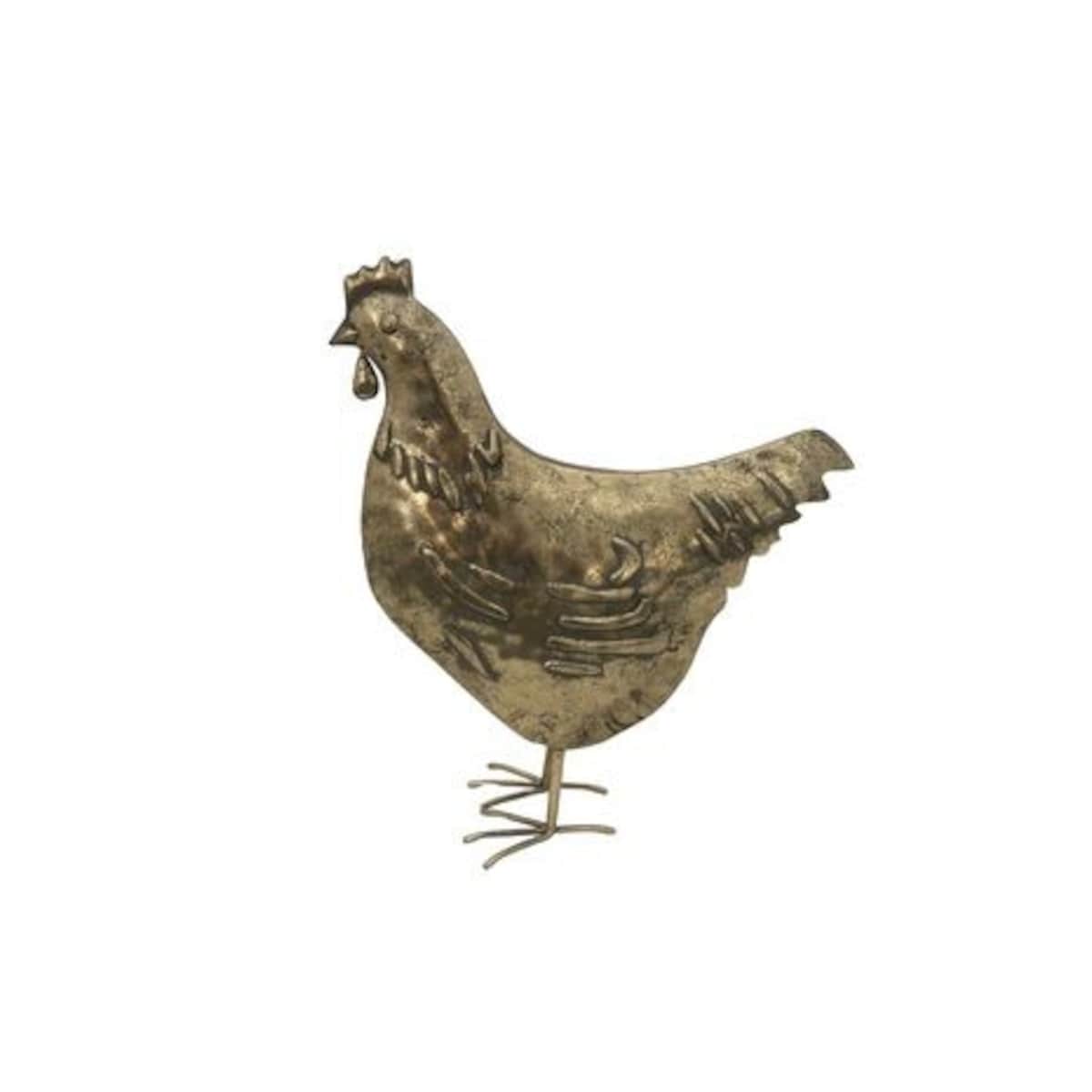 Dekoracja - kura 42x34x11 cm METAL złota