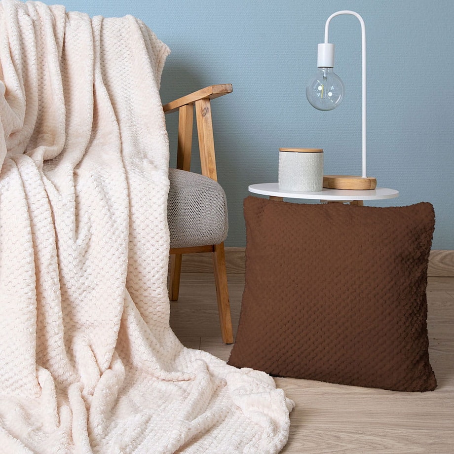 Poszewka żakardowa 40x40 kolor mleczna czekolada