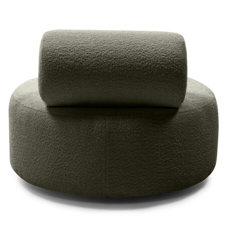 Fotel obrotowy bouclé oliwkowozielony Orvieto