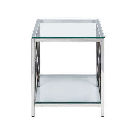 Stolik pomocniczy szklany srebrny AUDET