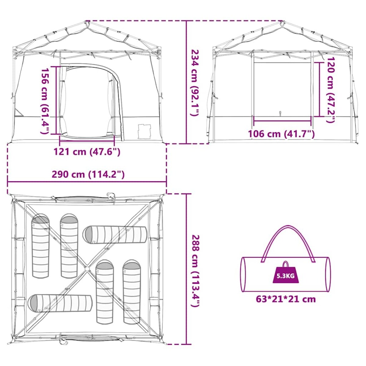 vidaXL Siatkowy namiot wewnętrzny Zielony 290 x 288 cm
