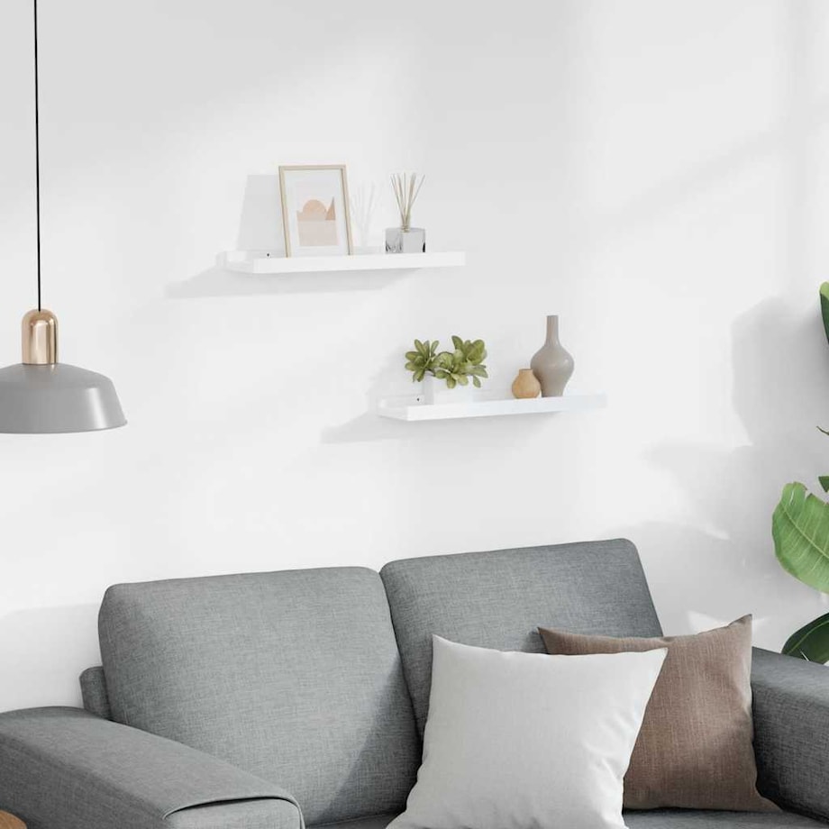 vidaXL Półki ścienne na zdjęcia, 2 szt., białe, 40x9x3 cm, MDF